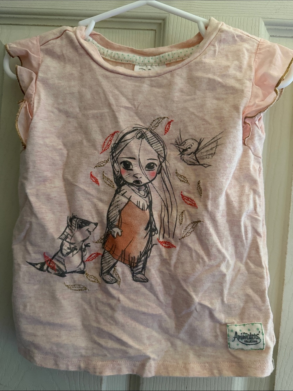 Disney Pink Short Sleeve Tee with Woodland Character Print